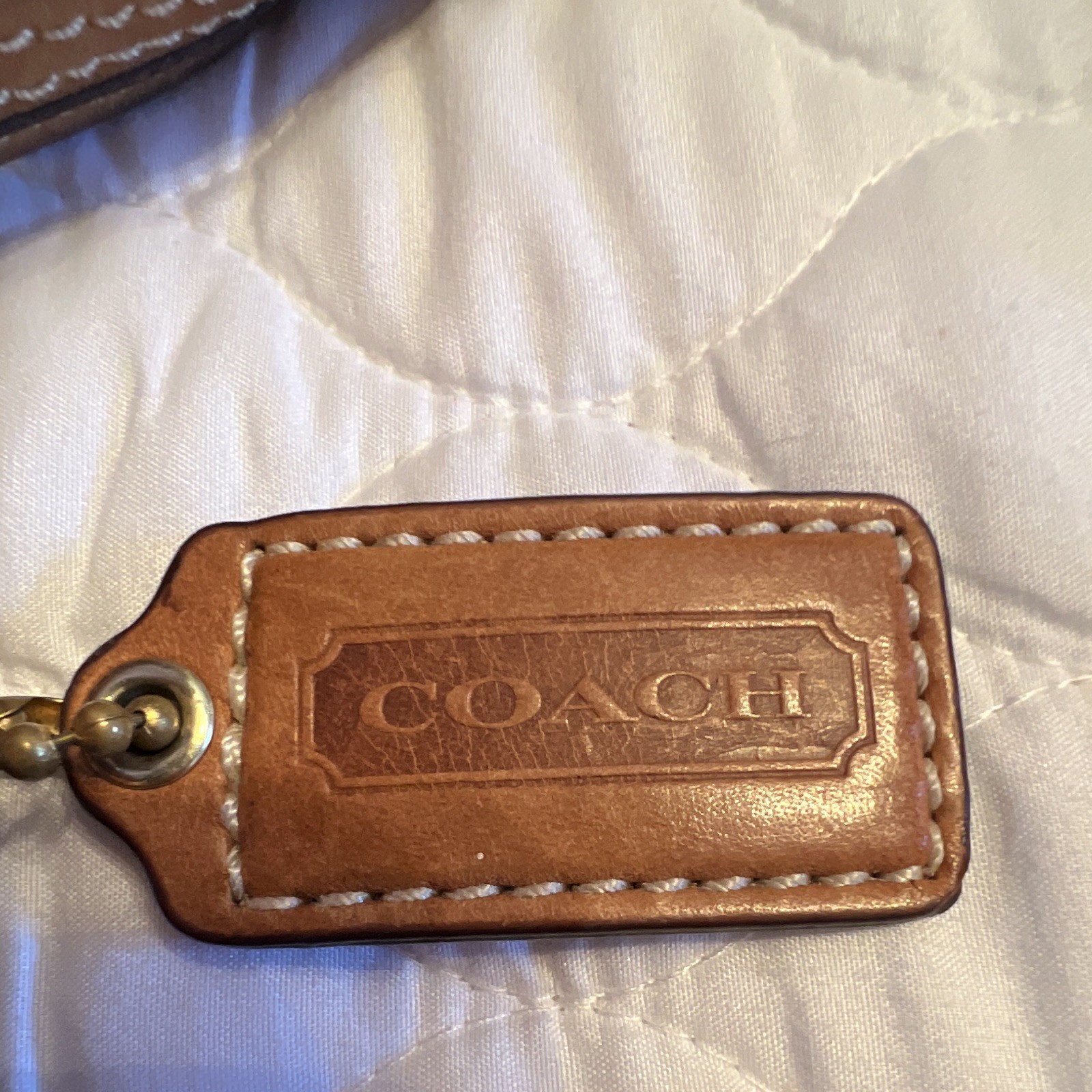 Coach Signature Logo Crescent Shoulder Bag Blue/Brown Snap, Brass, Hang Tag