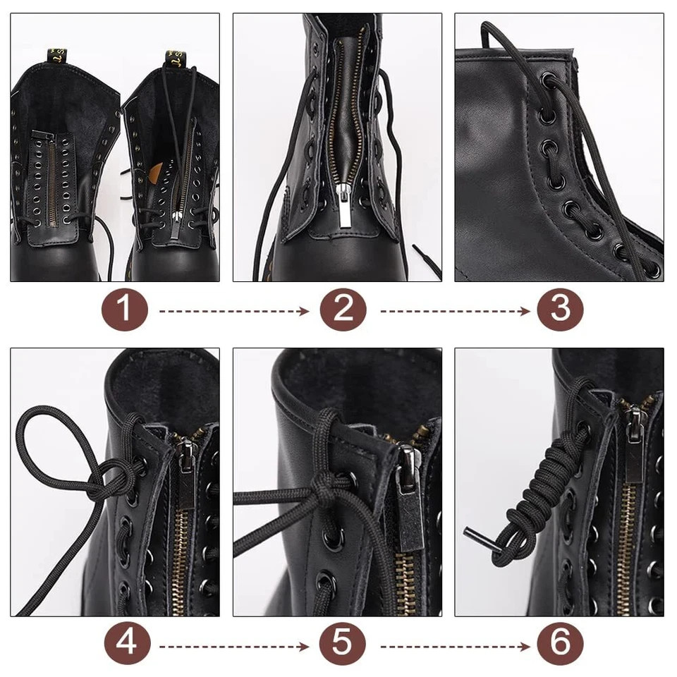 Leather Lace-in Boot Zipper Inserts, 2.1×6.2″ Black-smooth