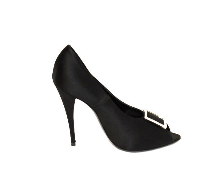 New! Saint Laurent 115mm Crystal-Embellished Satin Pumps Sz 38.5 8.5 US DD434A