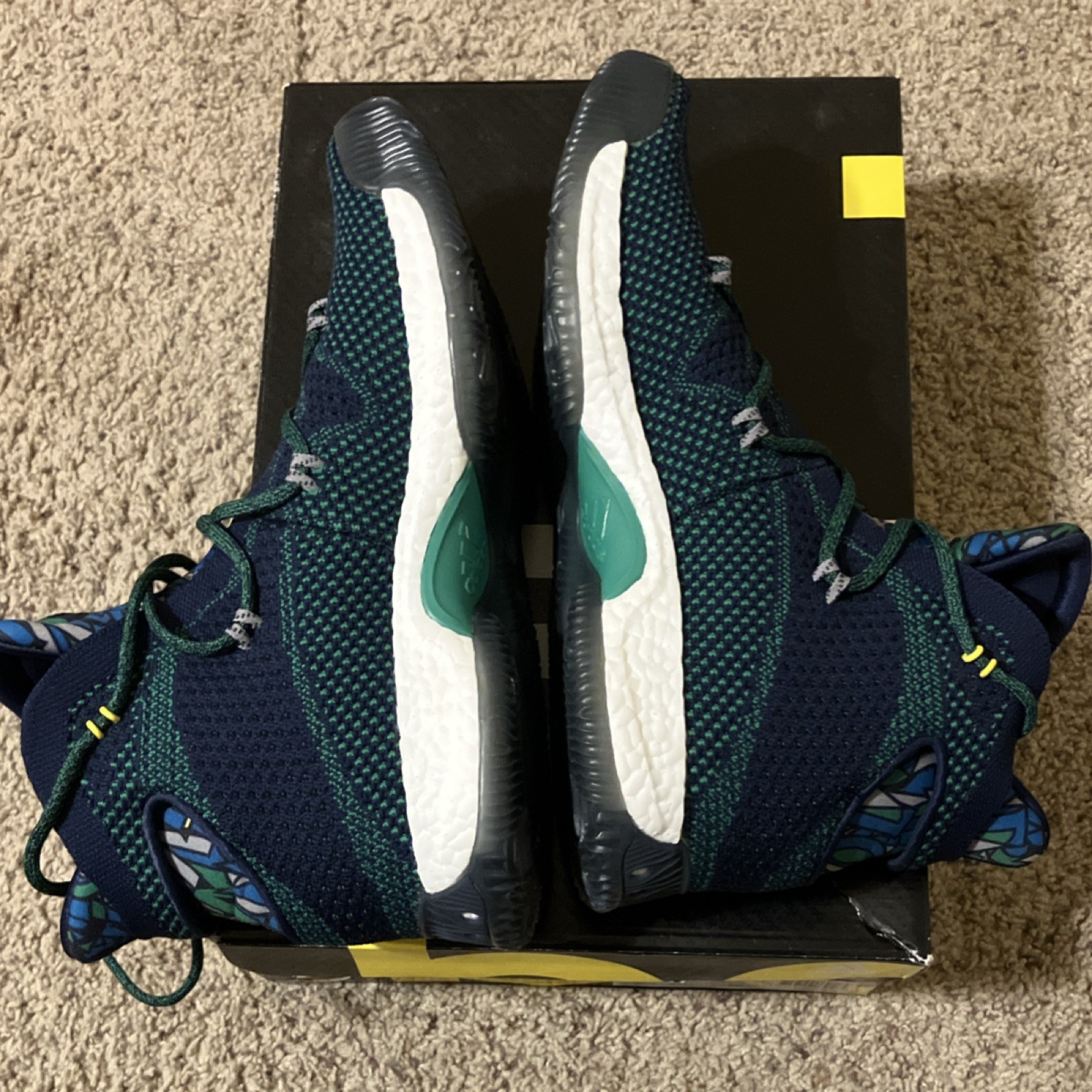 2016 adidas Crazy Explosive Primeknit Collegiate Navy Green Mid Top Men size 12