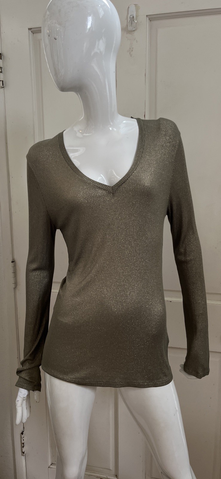 MAJESTIC FILATURES NWT! Khaki Gold Shimmer EXTRAFINE SUPERWASHED Deluxe TeeShirt
