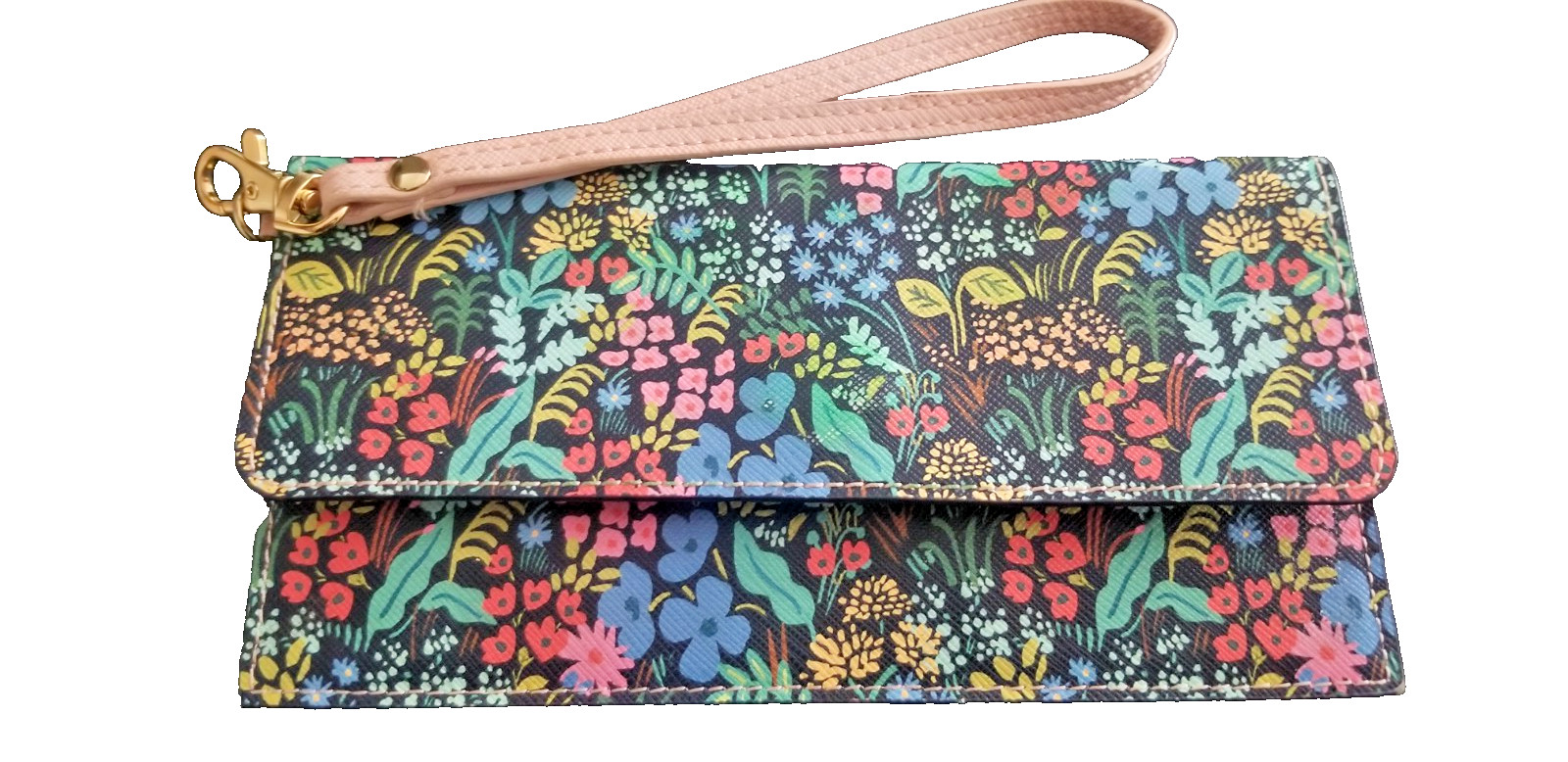 Anthropologie Rifle Paper Co. Travel Document Wallet Wristlet 8×4 1/8” Floral