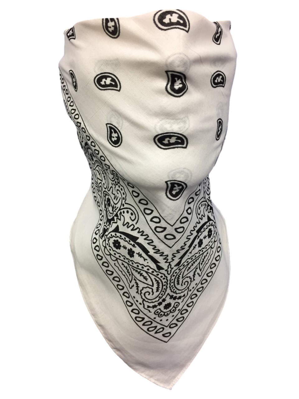 VELCRO®Brand ADJUST WHITE PAISLEY FACE COVER BIKER BANDANA NECKERCHIEF SHIELD