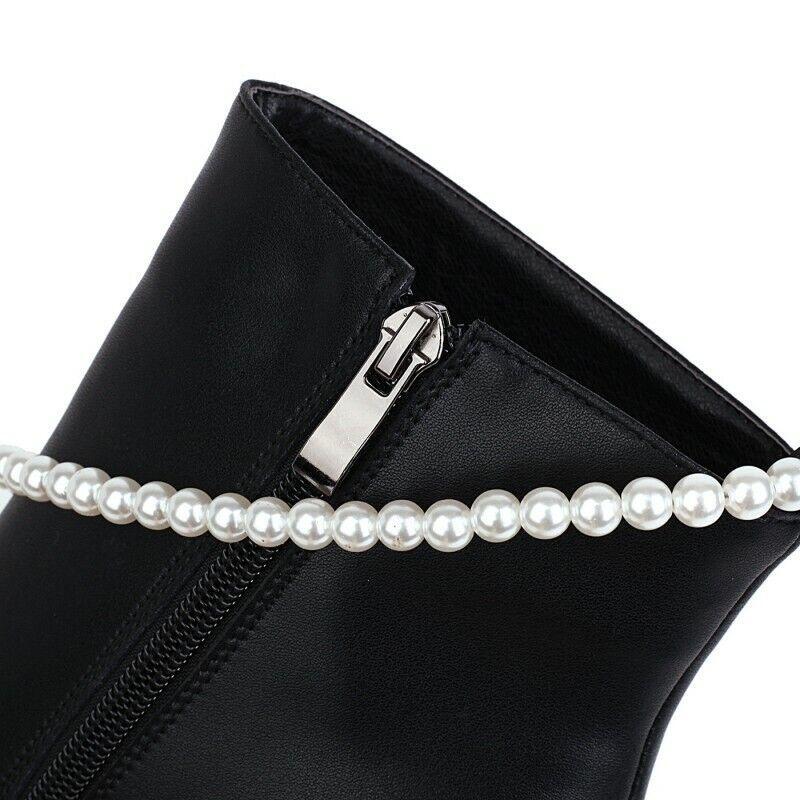 Women High Heel Platform Beads Ankle Boot Shoes Wedding Pumps Mary Janes Fashion