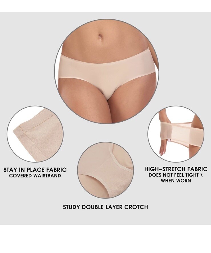 Womens Seamless Briefs Panties Soft Stretch Underwear No Panty Line Hipster 3pk