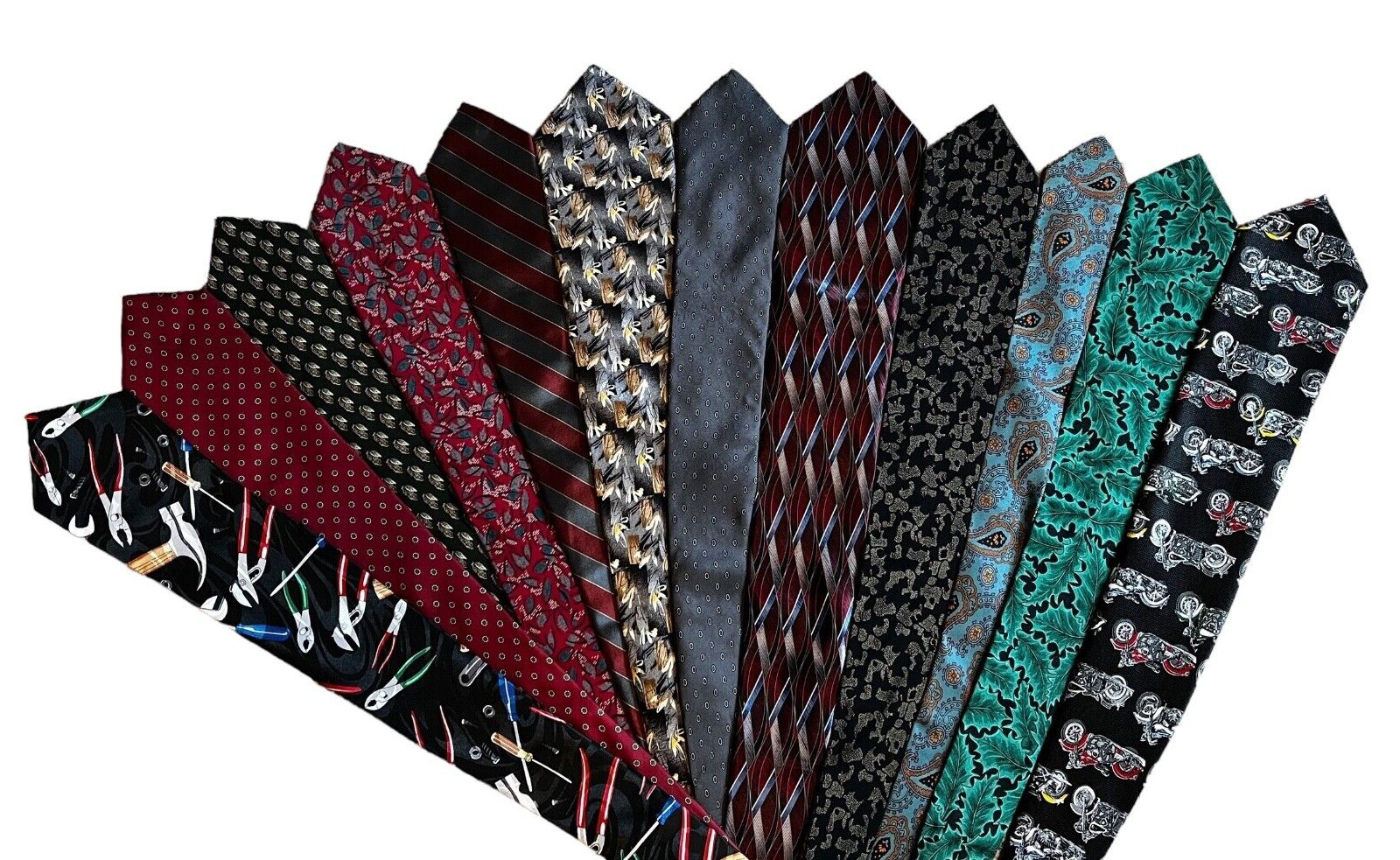 12 Ties for Crafts, Resale or Wear Mixed Lot Vintage-Modern Traditional Novelty