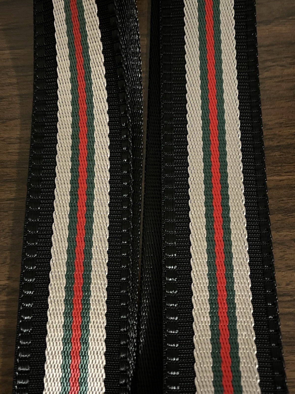 NEW Mautto Woven Nylon Web Stripe Bag Strap, Black, Red, Green Gold Hardware