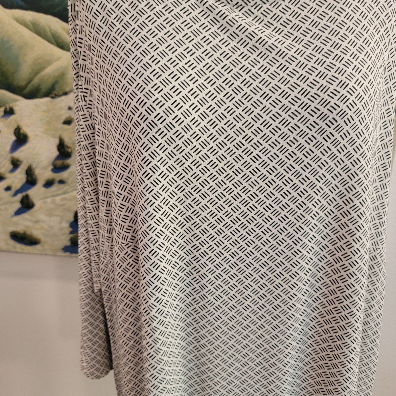 J.Jill Wearever Collection Tunic Top 3X White Black Geo Print Stretch