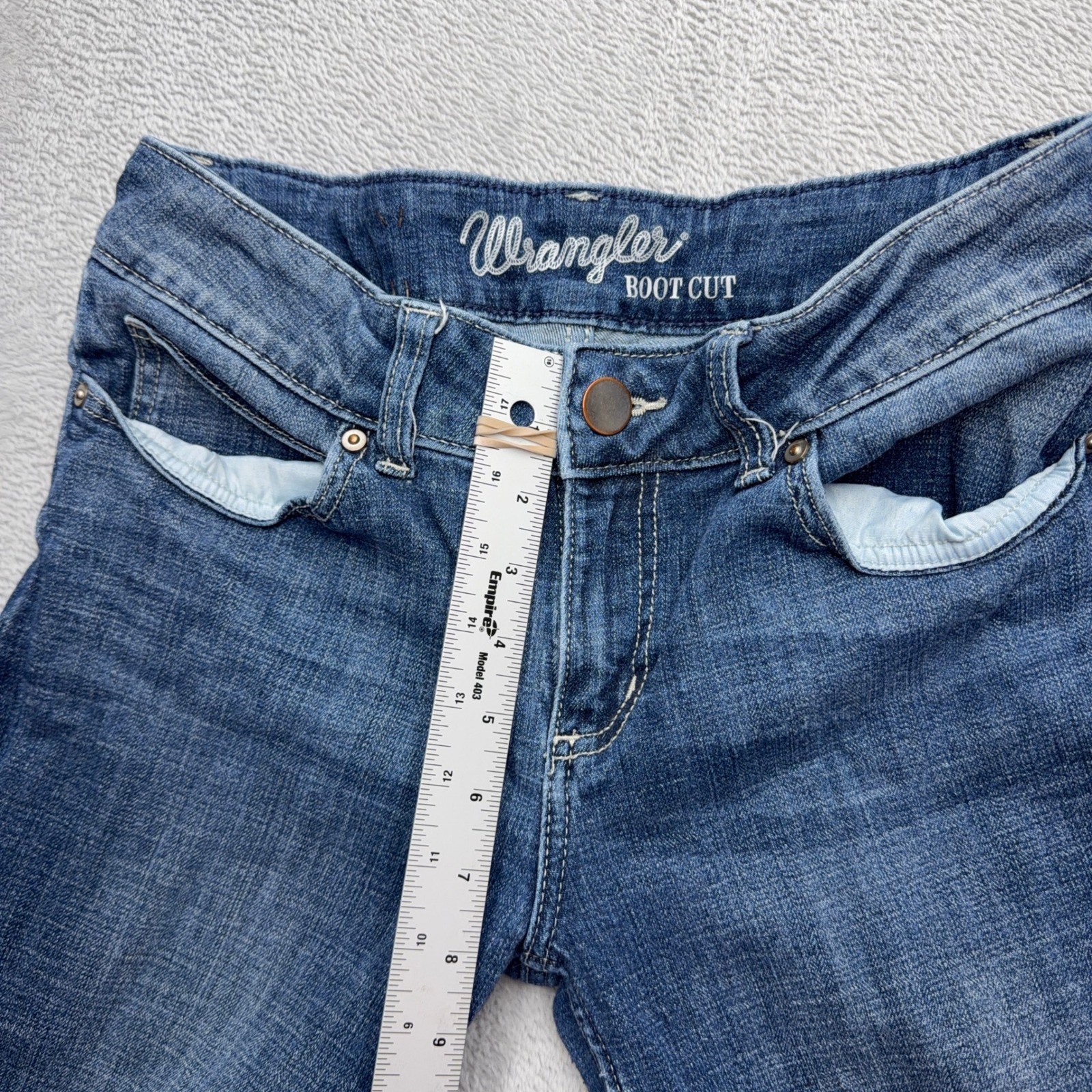 Wrangler Jeans Womens 7×34 Blue Boot Cut Mid Rise Stretch Denim