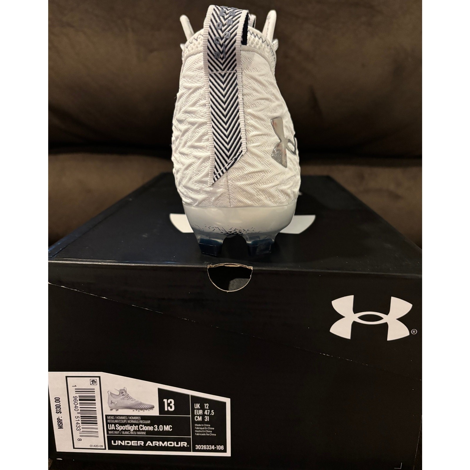 Under Armour UA Spotlight Clone 3.0 MC cleats – Mens size 13 Navy/White