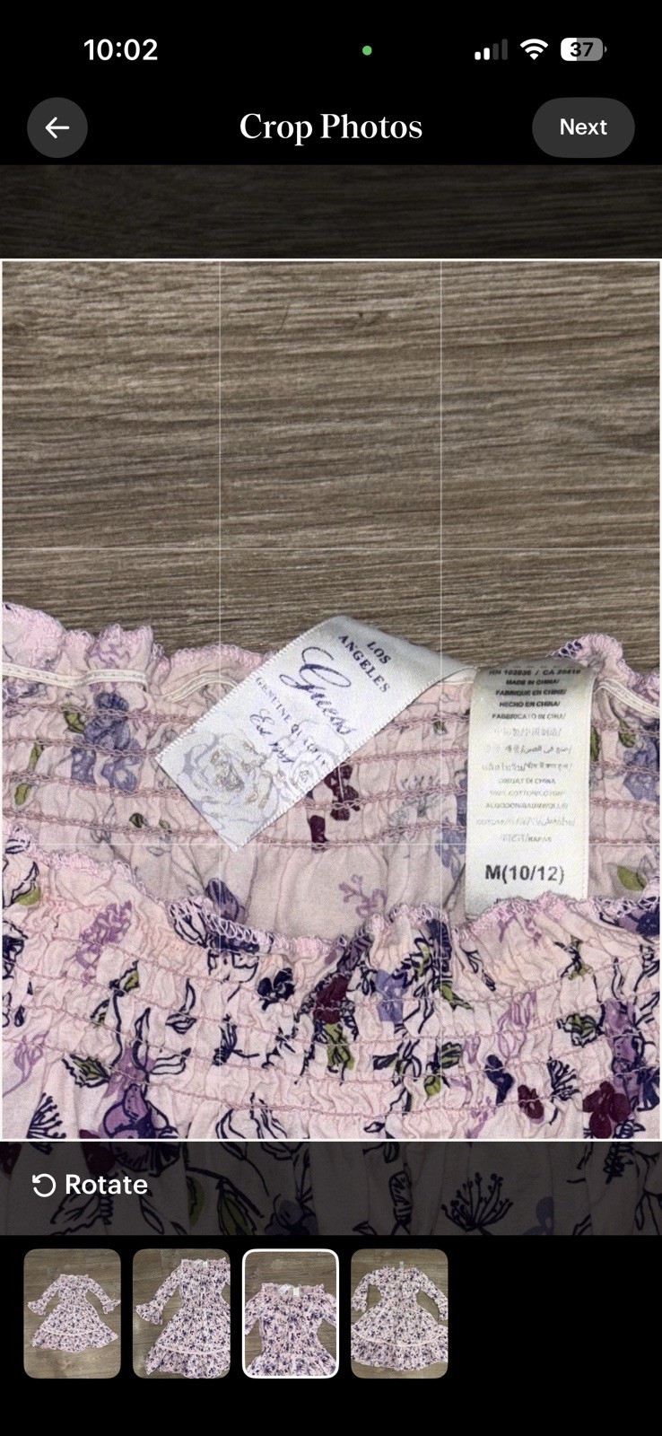 Guess Floral Off Shoulder Smocked Dress Girls M 10/12 Fits Women’s XS/S Boho