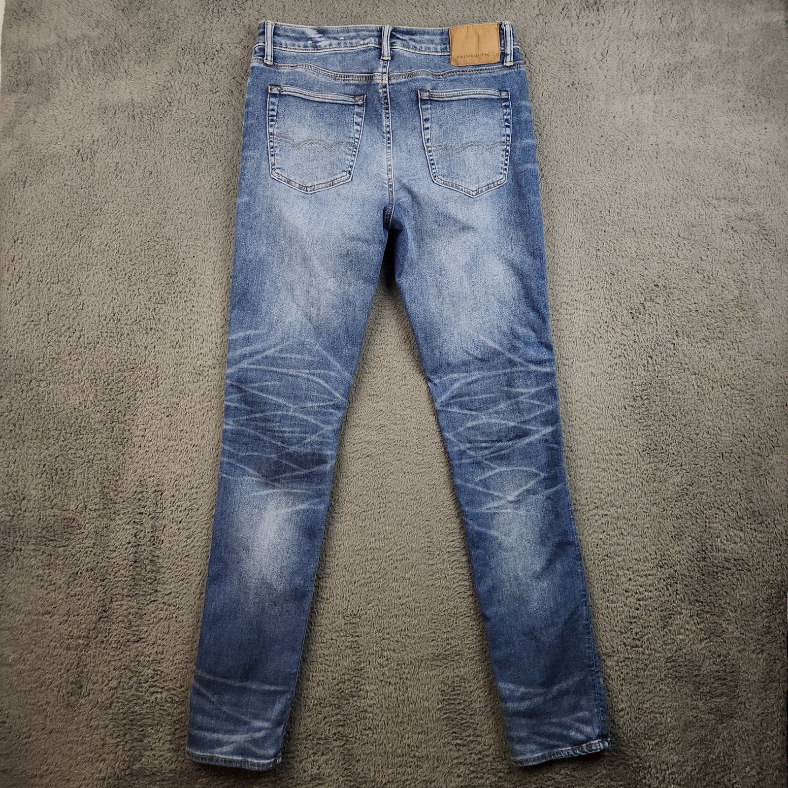 American Eagle Slim Straight Jeans Mens W32 L36 AirFlex Stretch Whiskered AE