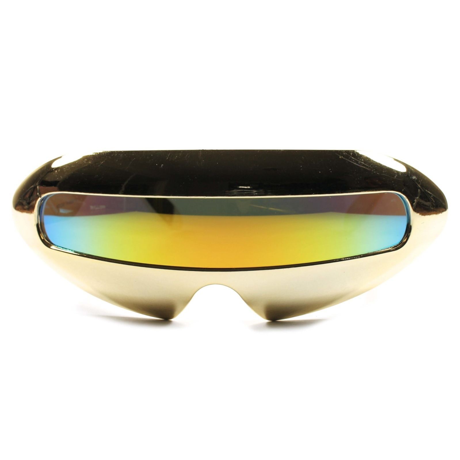 Alien Space Robot Party Costume Futuristic Novelty Gold Mirrored Sun Glasses