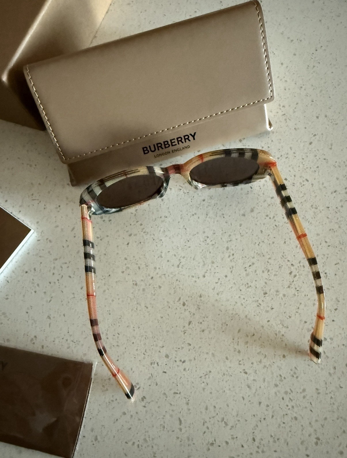 Authentic Burberry Oval Plaid Sunglasses Brown 125mm JB4339 Kids 7-10y NEW