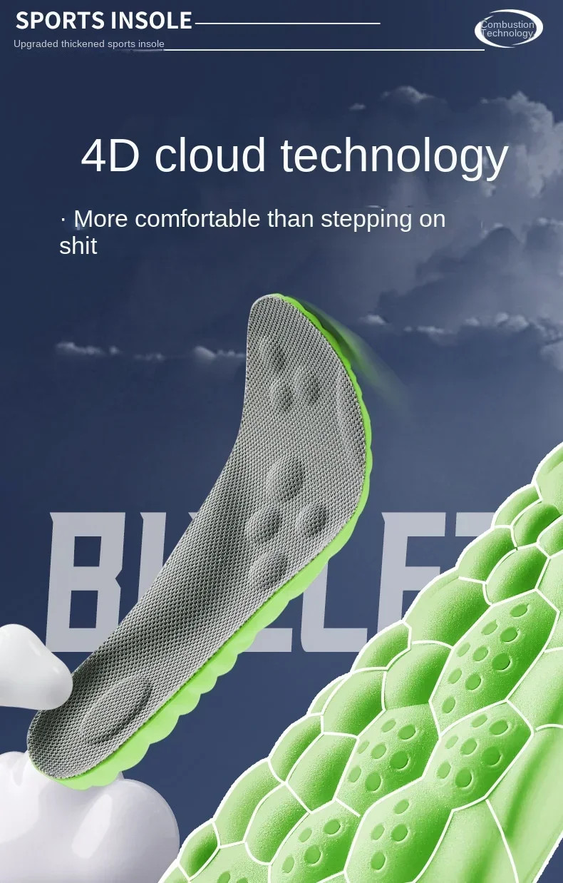 4D Massage Shoes Insoles Super Soft Latex Sports Insole for Feet Running Basket