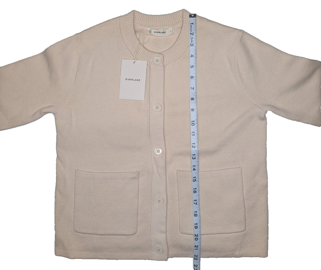 Everlane The Crew Cardigan in Everyday Cotton Women’s Sweater S Beige NWT