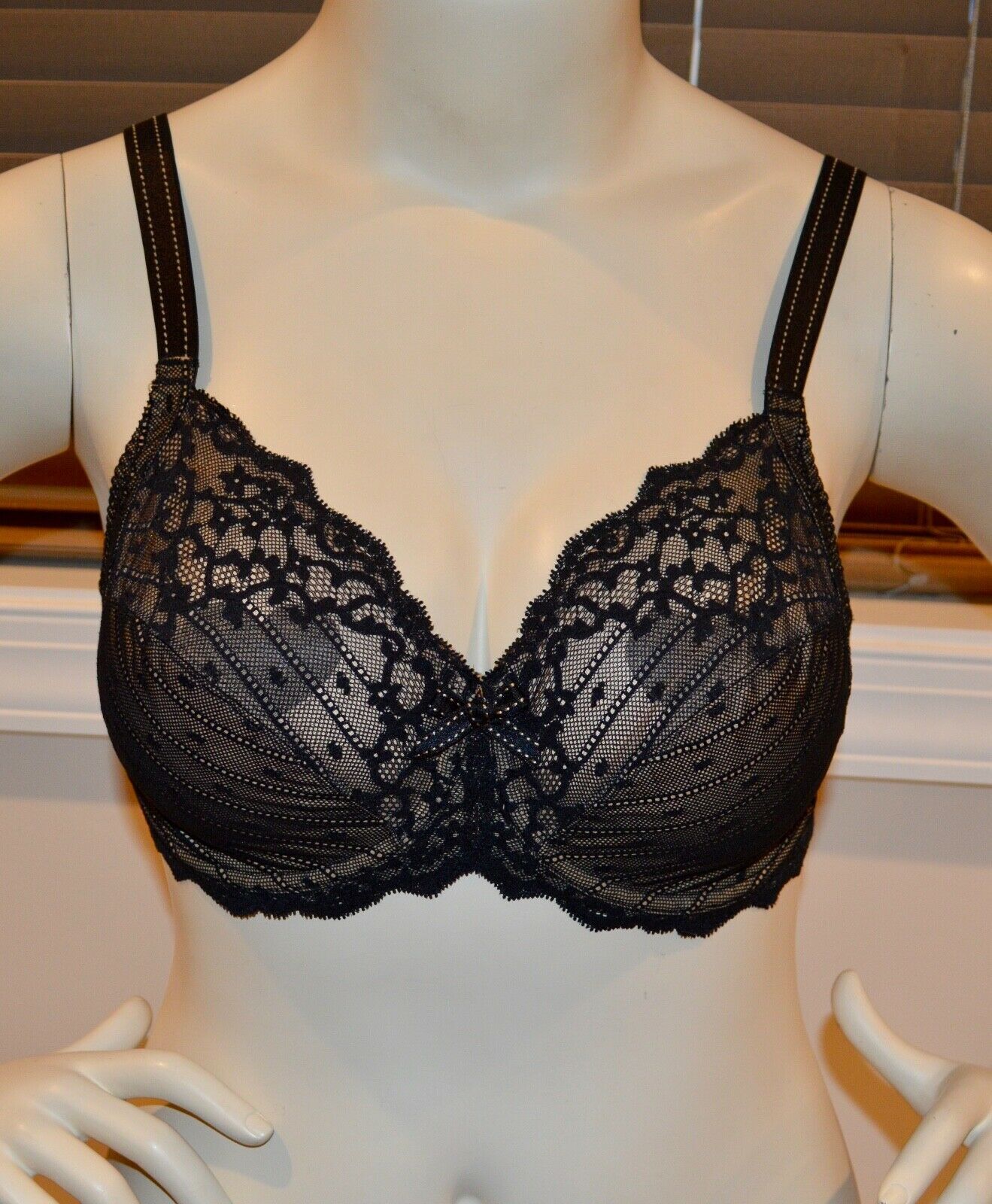 CHANTELLE 3281 RIVE GAUCHE Bra ~ BLACK/NUDE ~ 42DDD ~ NWT $94