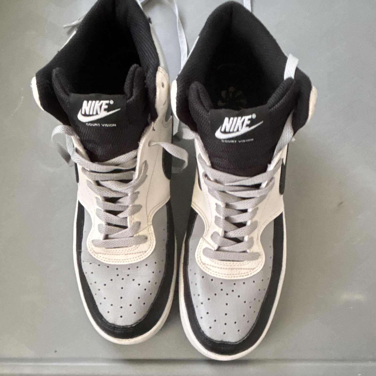 Nike Court Vision Mid Top Men’s Colorblock Sneakers Black/White/Gray Lace-Up