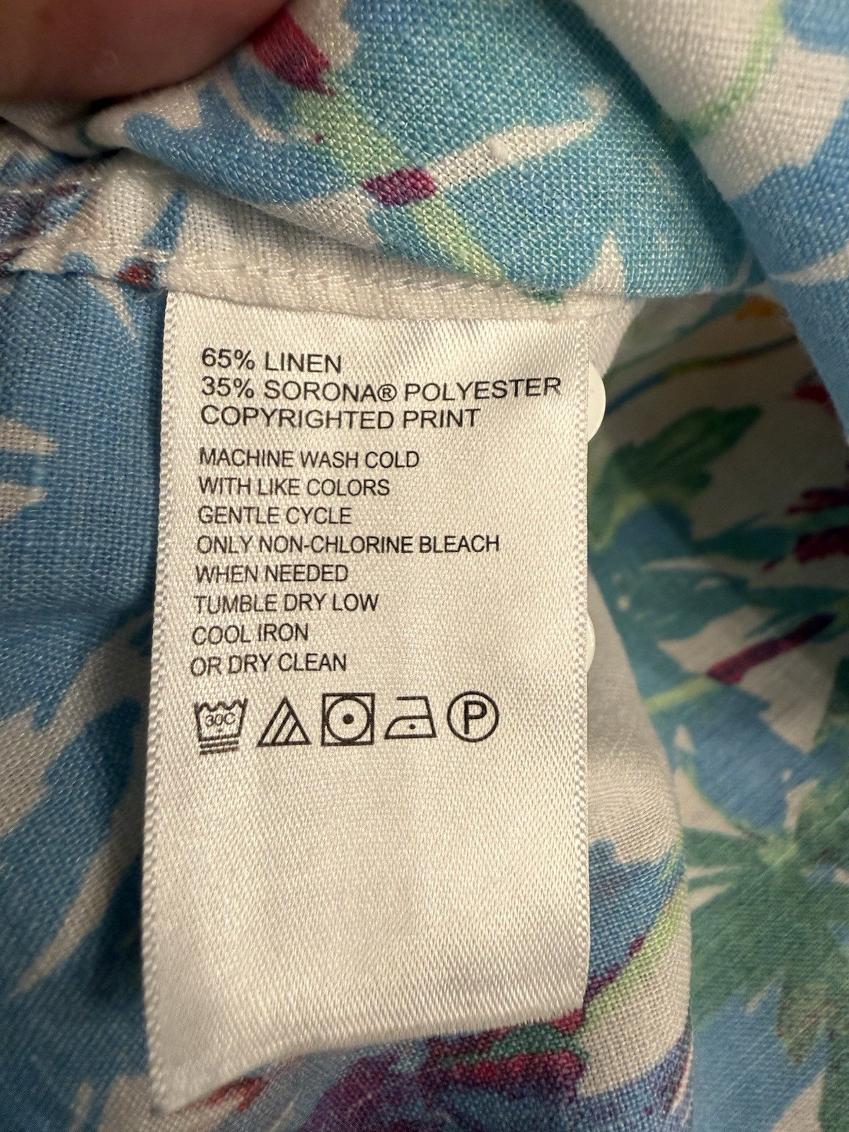 Tommy Bahama Reverse Print Linen Blend Tropical Palm Shirt Women’s Small