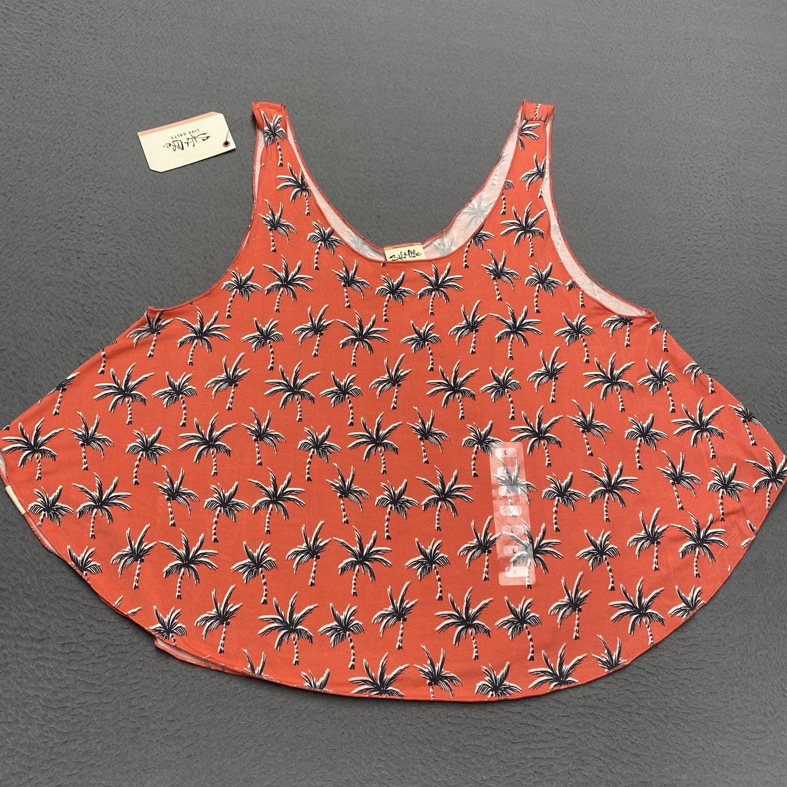 Salt Life Tank Top Womens Large Orange Palm Tree Scoop Neck Beach Tropical