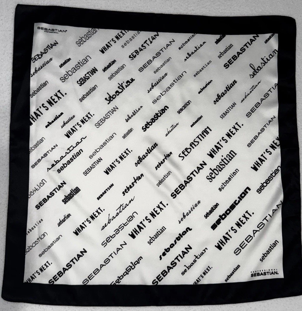 RARE Sebastian Professional Hair Care Promotional Scarf Black & White Logo