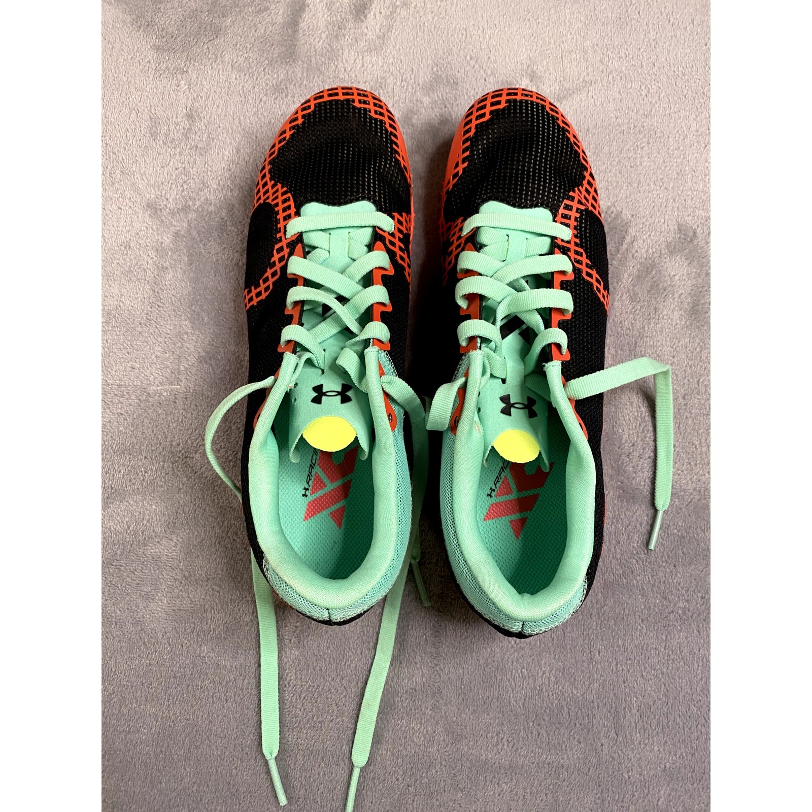 Under Armour XC Racing Track Spikes Unisex Size M9 / W10.5 Black Mint Neon Red