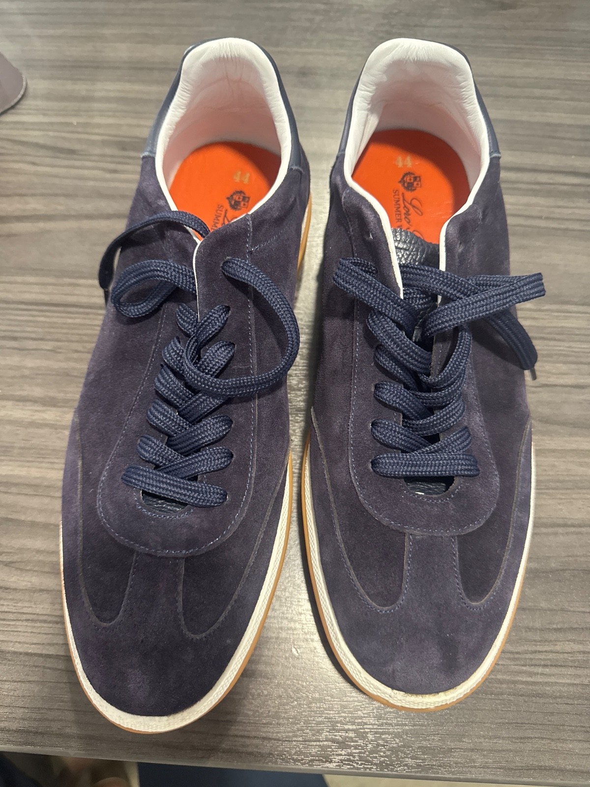 Loro Piana Navy Blue Trainers suede Men size 12US/45EU