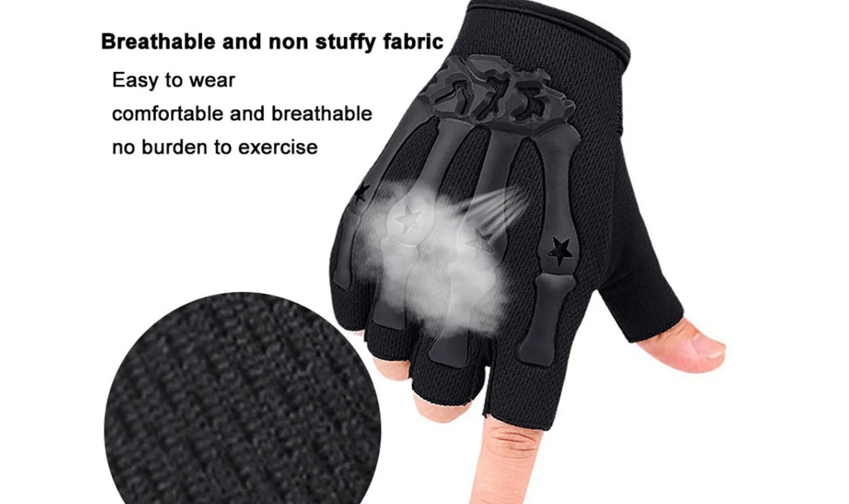 Skeleton Fingerless Half-Finger Tactical Gloves Motorcycle Driving Gloves Riding