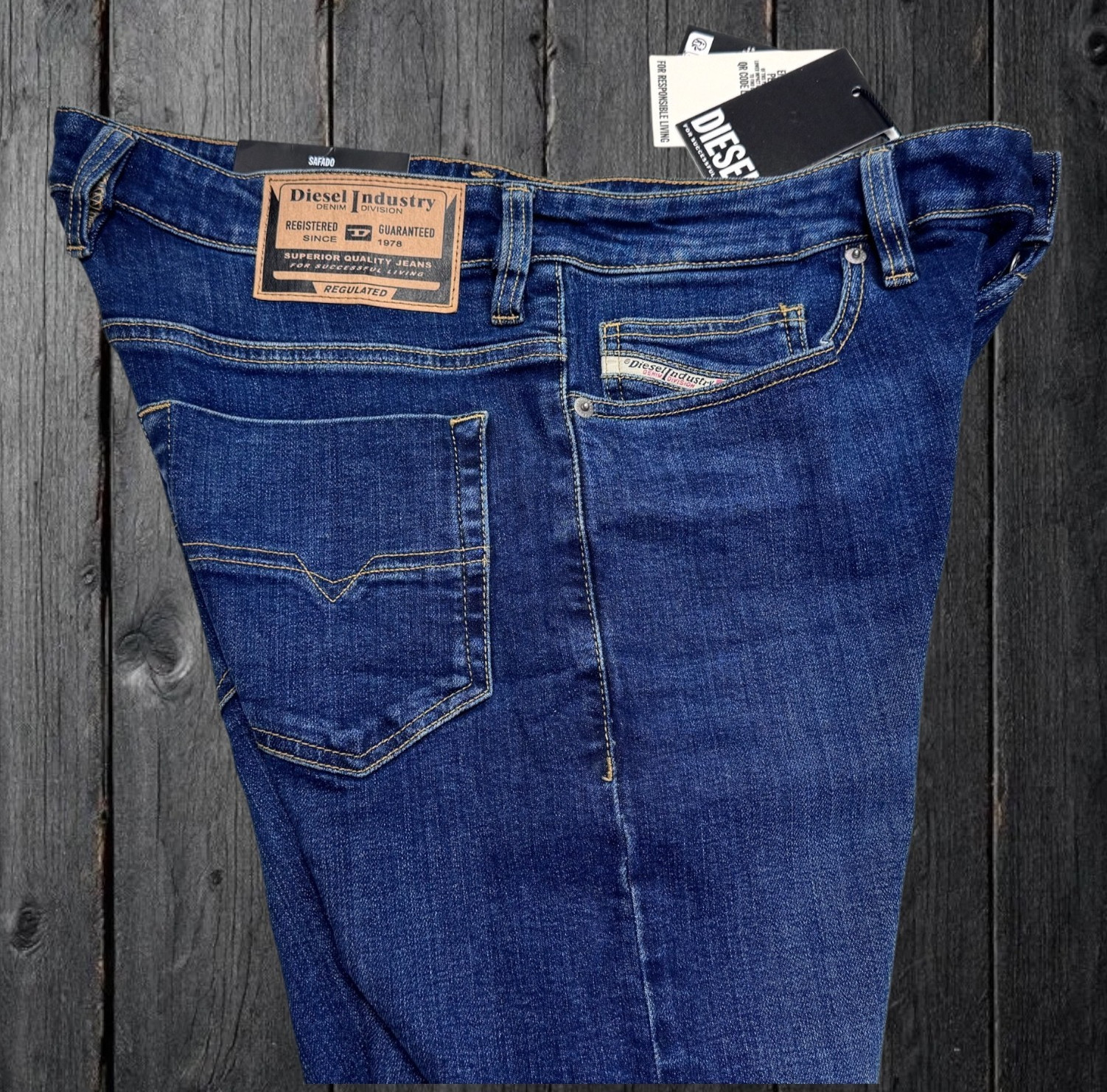 Diesel Safado RE020 Straight Men`s Denim Stretch Jeans Blue Size 33×30 $250