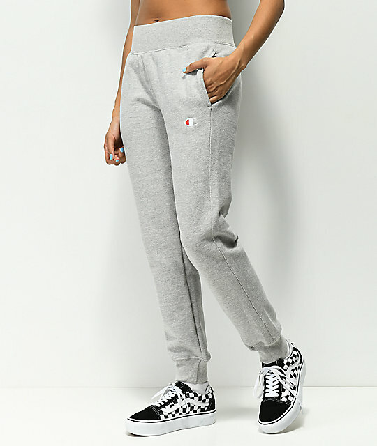 NEW CHAMPION WOMENS OXFORD GRAY REVERSE WEAVE C LOGO JOGGER PANTS SZ XL