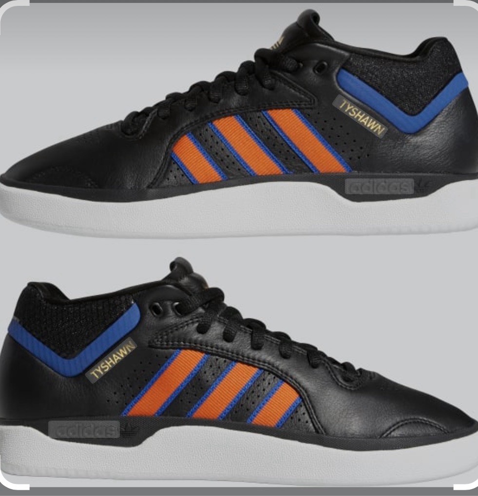 New York Knicks Tyshawn Leather Skate Sneakers Core Black/Orange/Royal Adidas