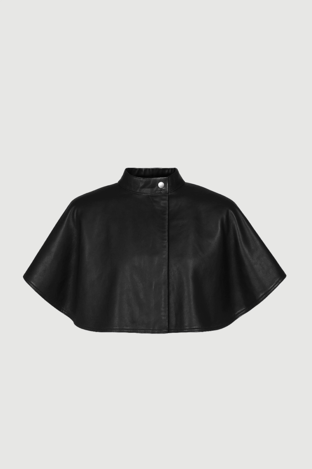 Black Lambskin Leather Cape High Collar Handmade Capelet