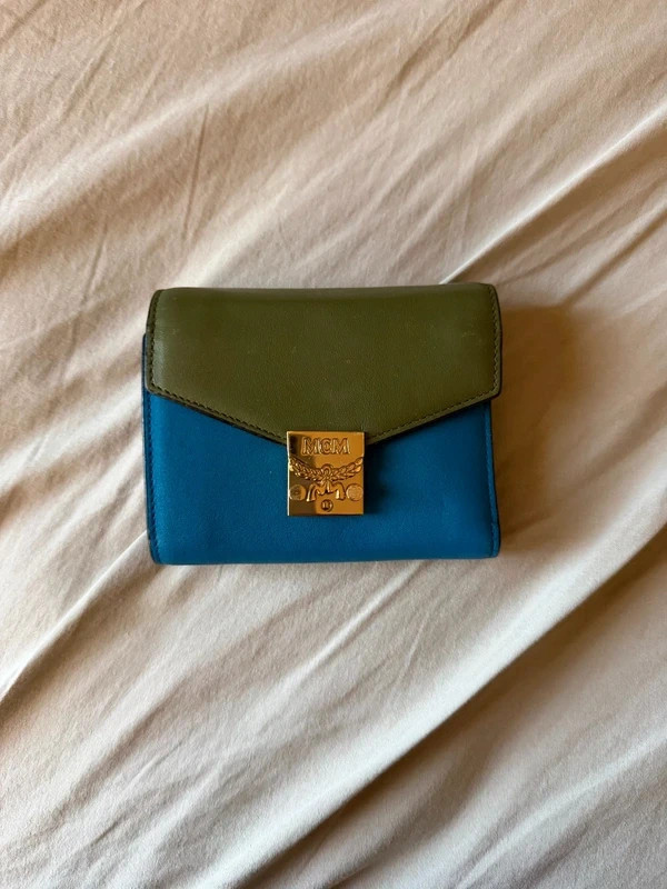 MCM Women’s Blue Green Gold Trifold Wallet