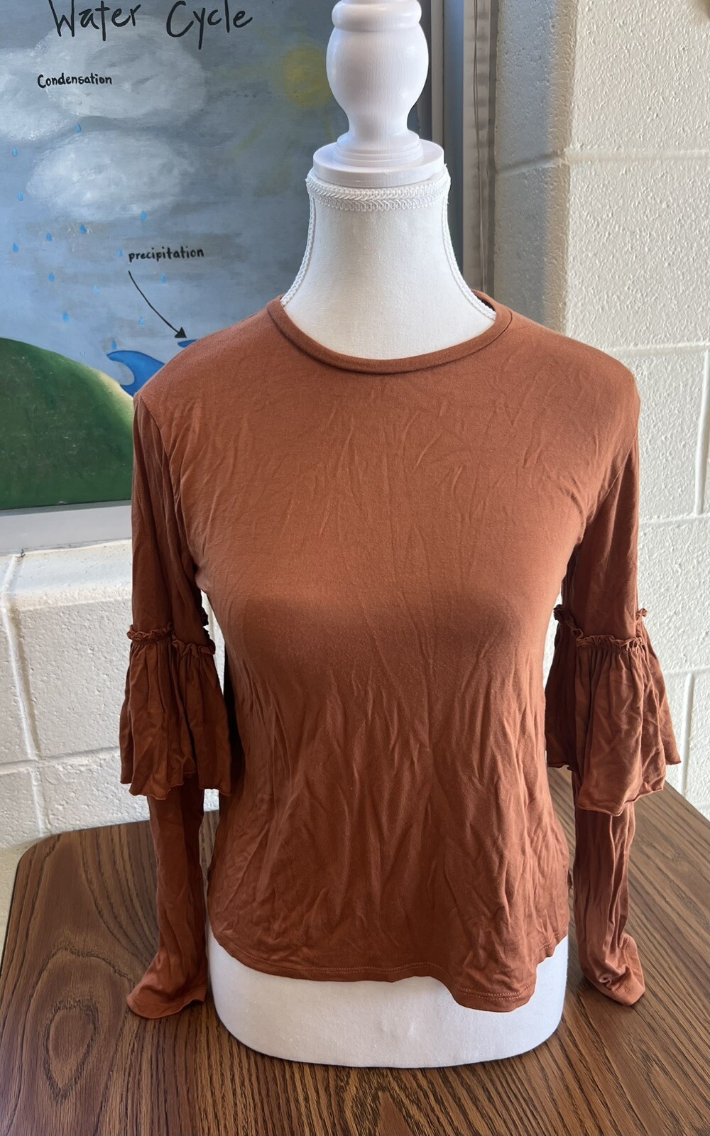Girls TUCKER+TATE 95%VISCOSE/5%SPANDEX~RUFFLED LONG SLEEVE~TOP Size L (10/12)