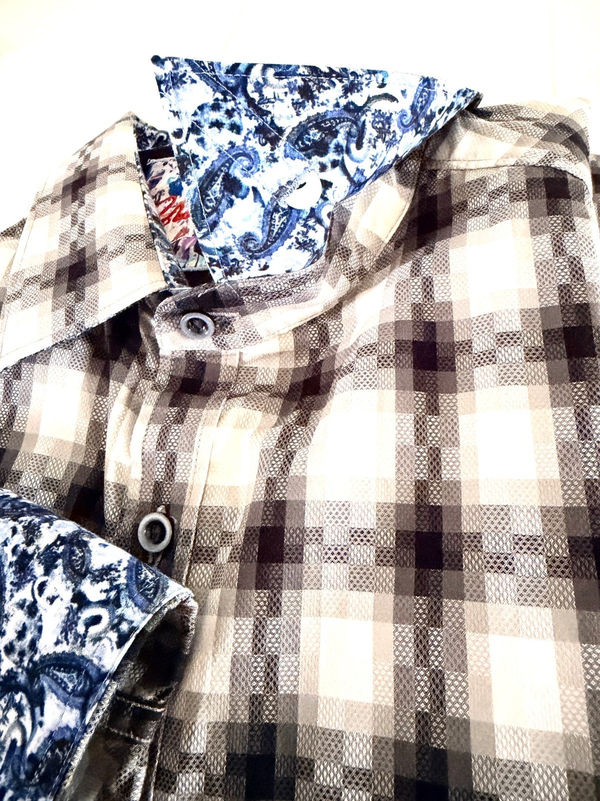 Robert Graham Button Shirt Men 3XL Abstract Geo Cotton Flip Cuff