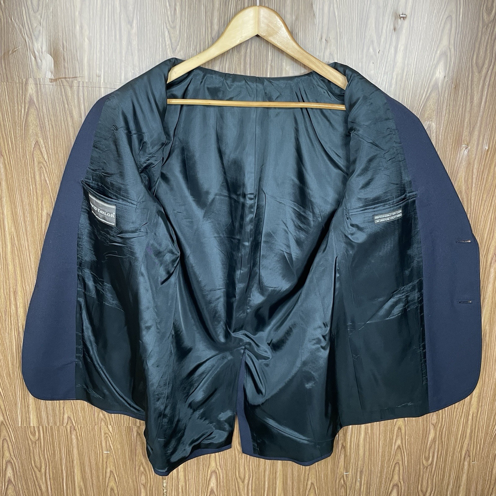 David Taylor Blazer Jacket Mens 40R Navy Blue Solid Hopsack Gold Buttons