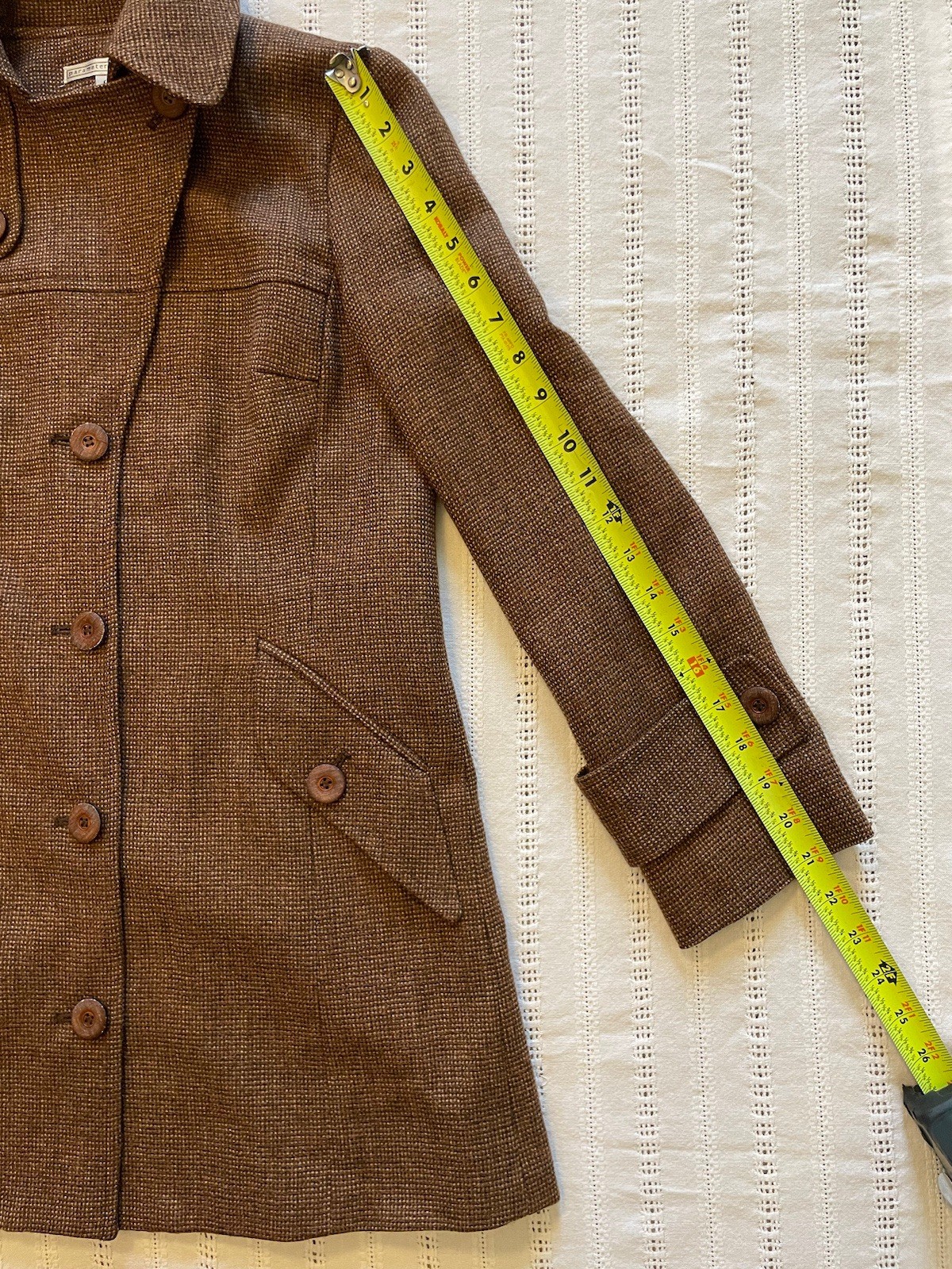 VTG Parameter 100% Virgin Wool Brown Pea Coat With Wooden Buttons. 0. USA Made.