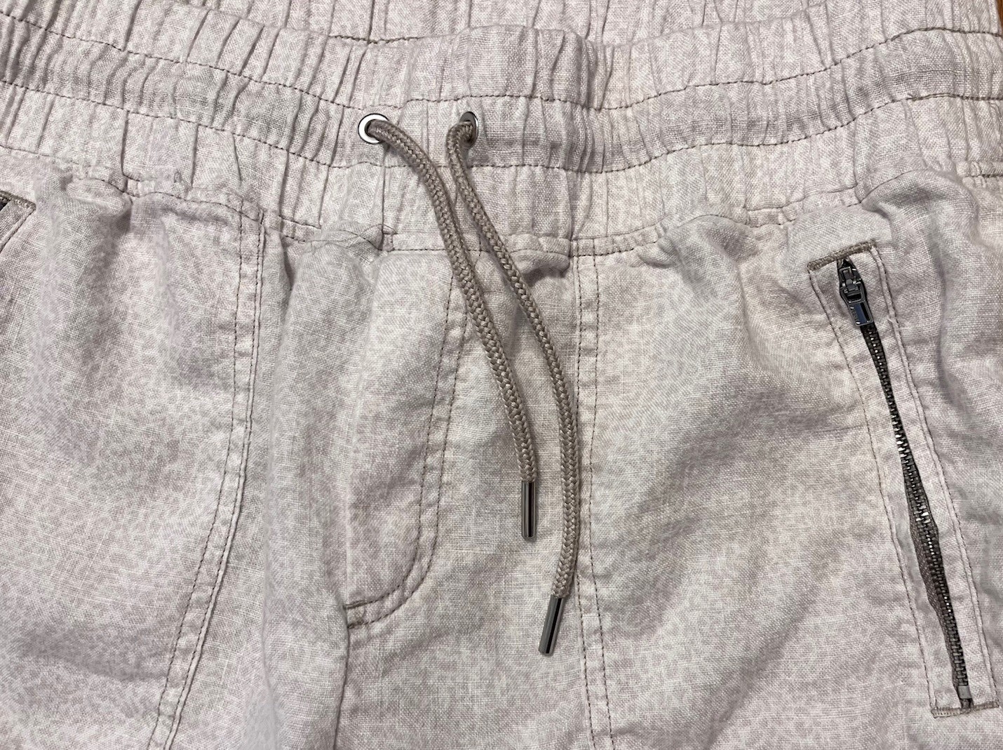 Athleta Joggers Womens 10 Beige Cabo Linen Jogger Casual Elastic Waist Pockets