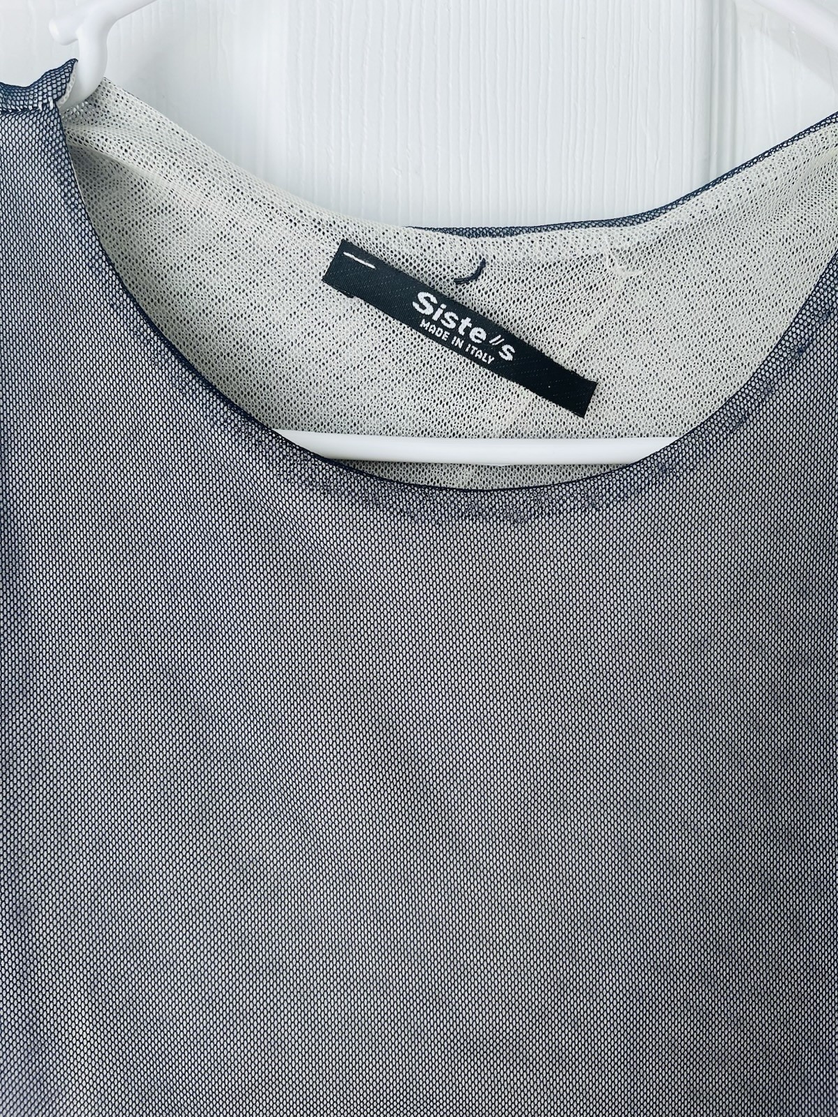 Siste’s Made in Italy Navy Blue Mesh Layered Blouse