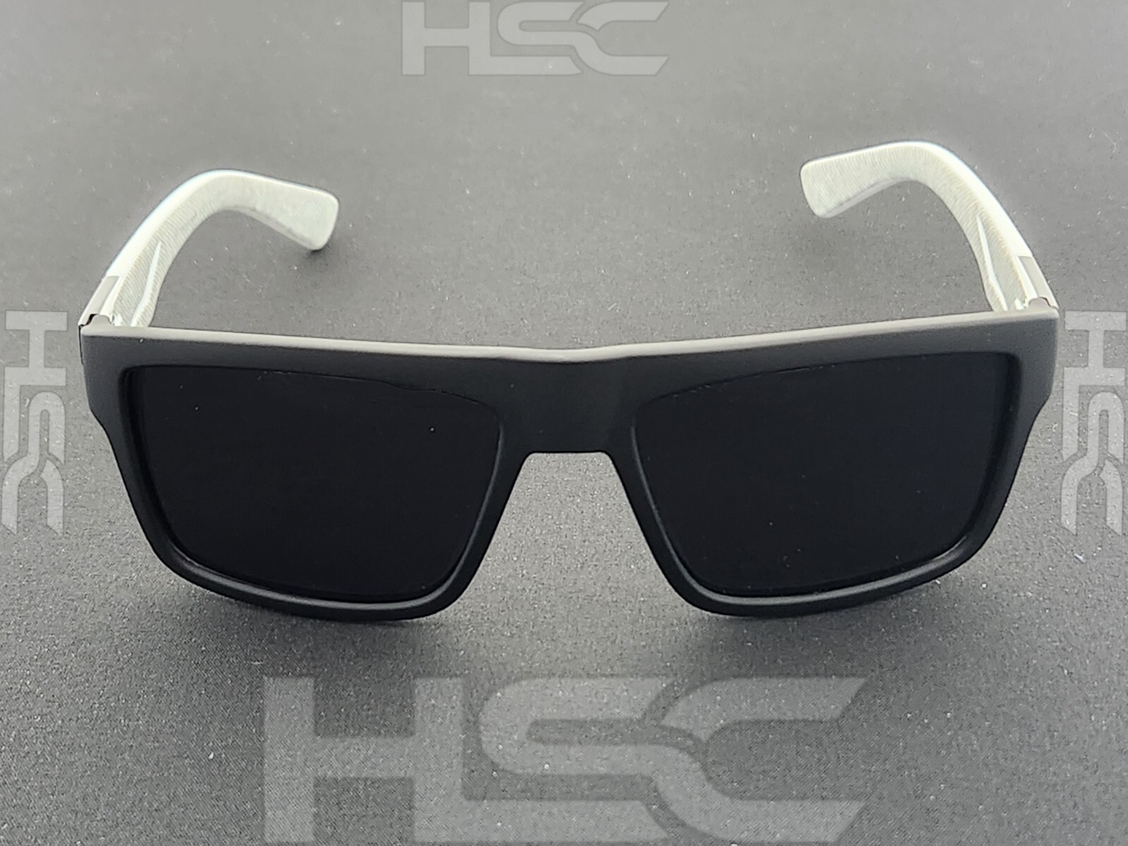 NEW Polarized Square Sunglasses Soft Matte Black Gray Arms Dark Smoke Lens