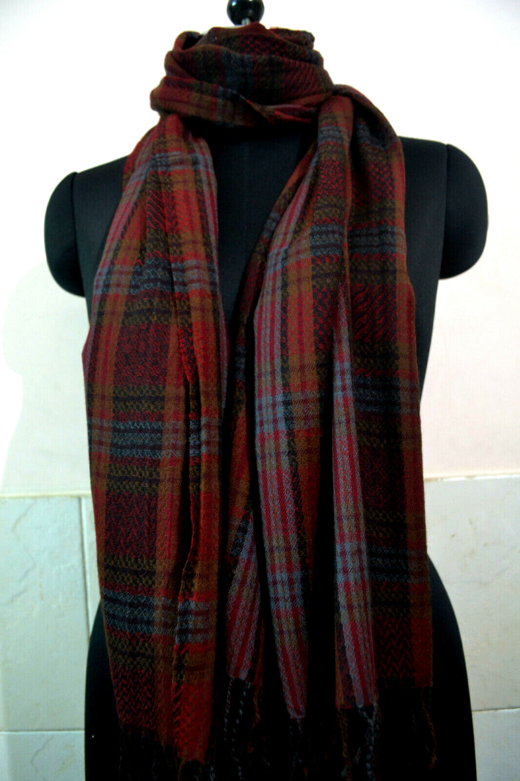 SOBRE DESIGNER PLAID CHECK 100% CASHMERE PASHMINA SHAWL/WRAP : 7 DESIGN CHOIC