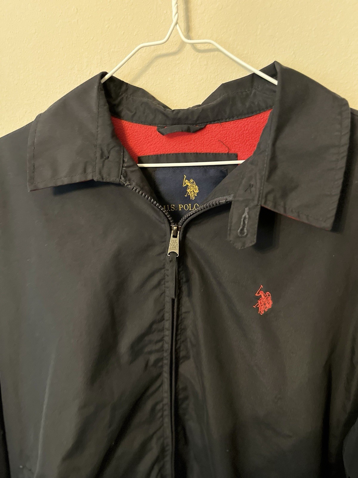 U.S. Polo Assn. Men’s Large Navy Full Zip Fleece Lined Windbreaker Jacket