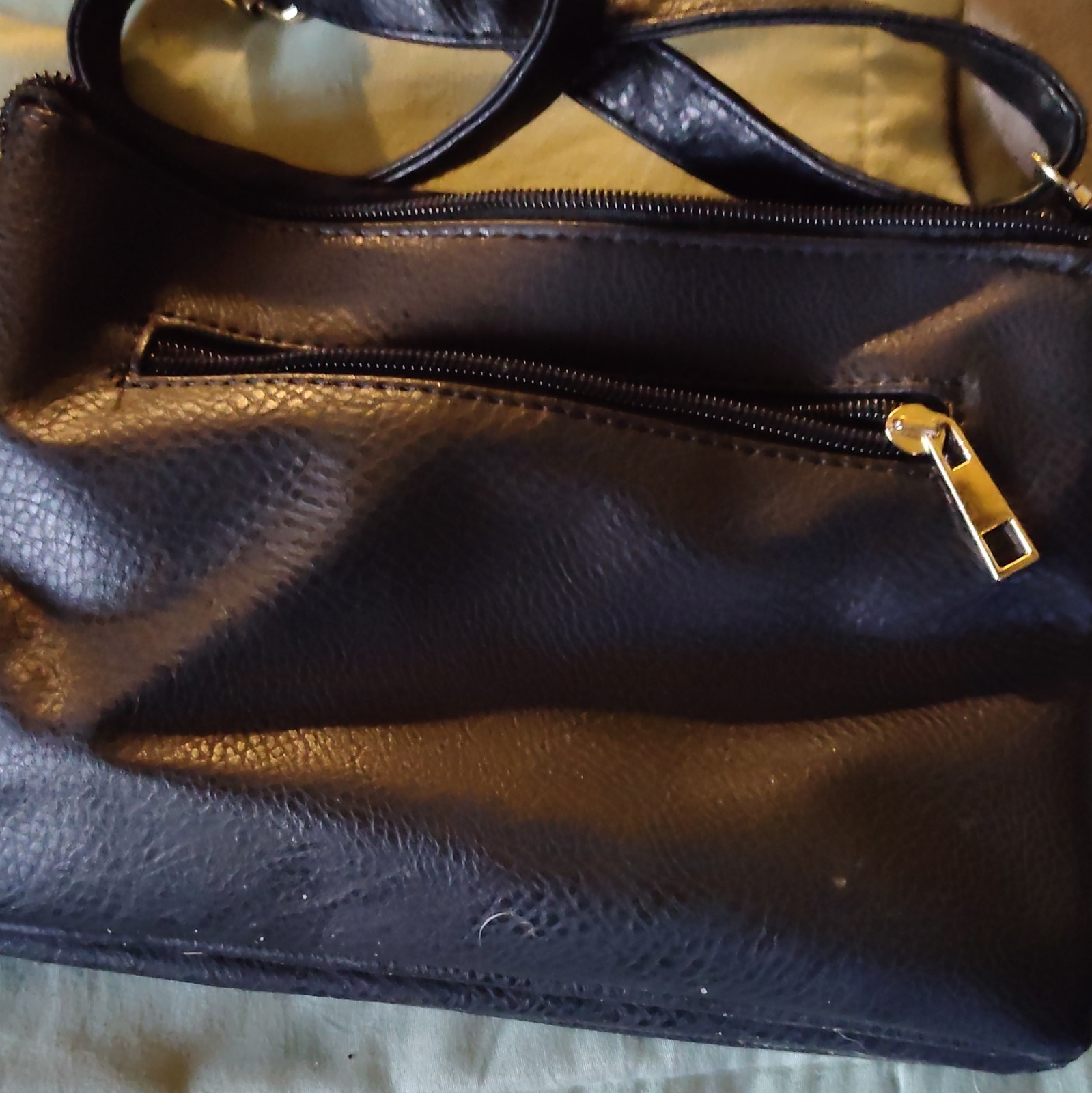 M Marco Beige Logo Shoulder Bag Brown Trim Gold Hardware Zip Detachable Strap