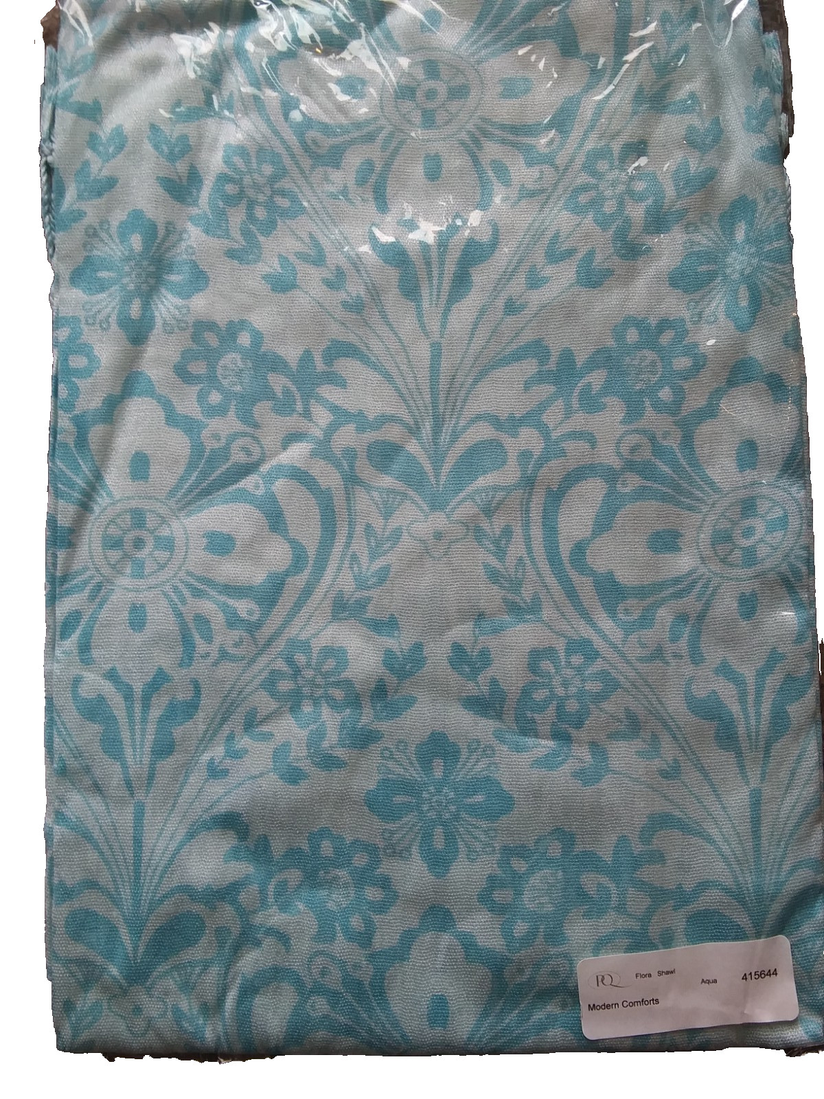 PRIVATE QUARTERS FLORAL SCARF/SHAWL/WRAP WITH TASSELS (AQUA BLUE) 26″ X 76″