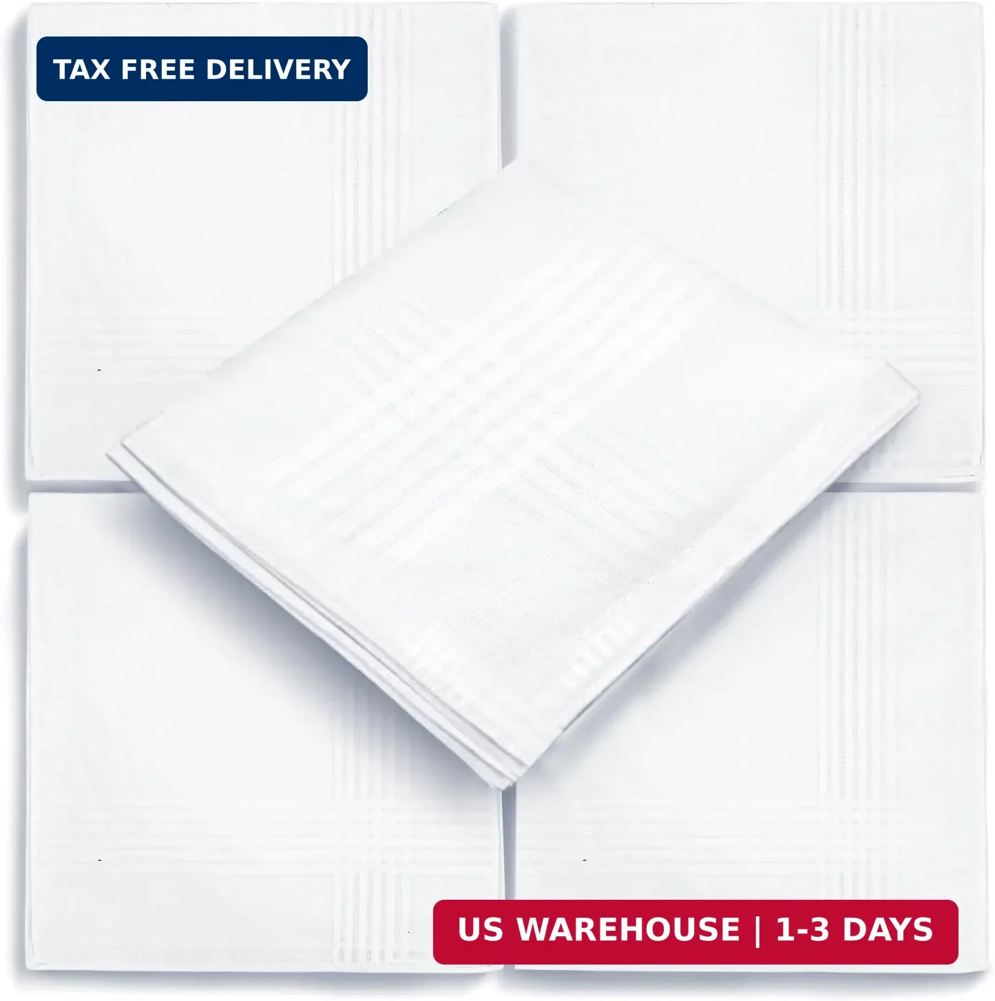 25 Pack Men’s Cotton Handkerchiefs, 16×16 Inch, White | 100% Soft Cotton, Bulk P