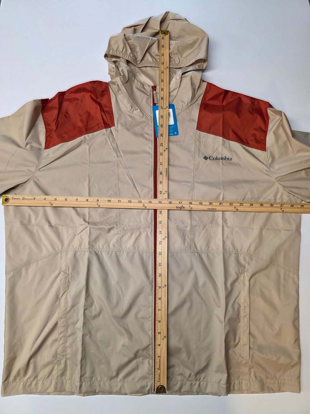 Columbia Flashback Windbreaker Jacket Men’s XXL Beige Rust Hooded NWT