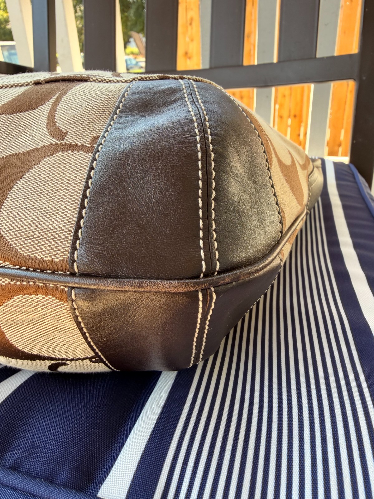 Coach 2007 Y2K Ergo Signature Brown Canvas and Leather Hobo Bag 11290