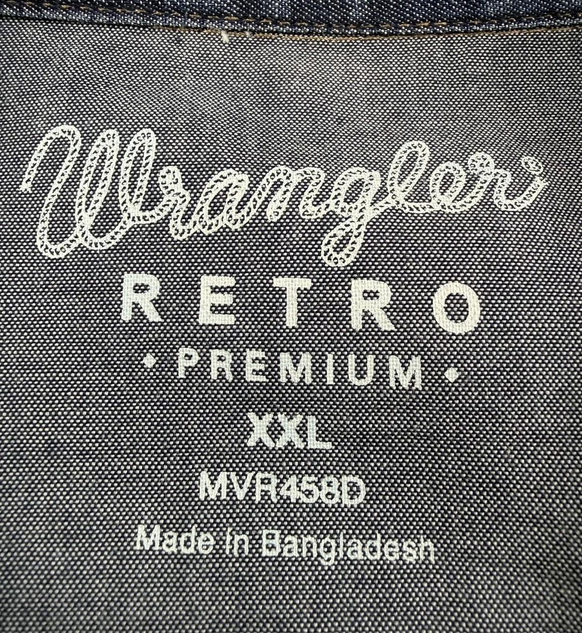 Wrangler Retro Denim Pearl Snap Shirt Blue Faded Western Lightweight Mens 2XL
