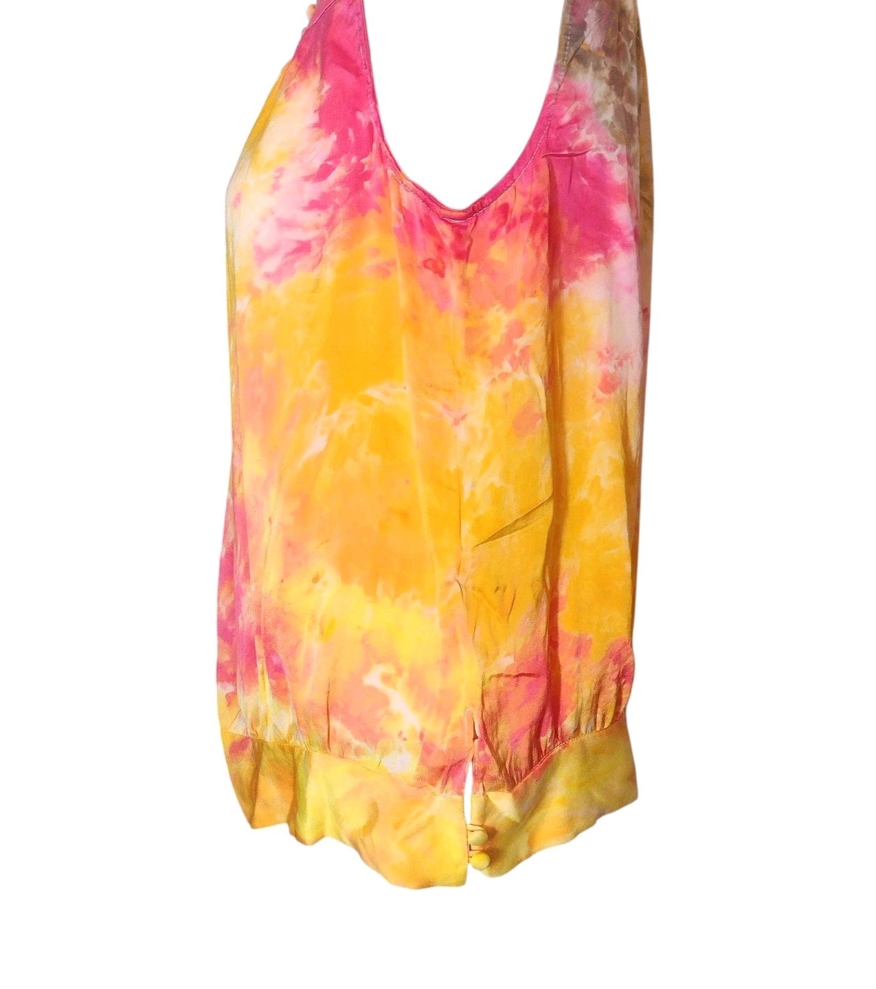 Theory All 100% Silk Tie Dye Sleeveless Top M Artsy Flowy Summer Colorful Boho