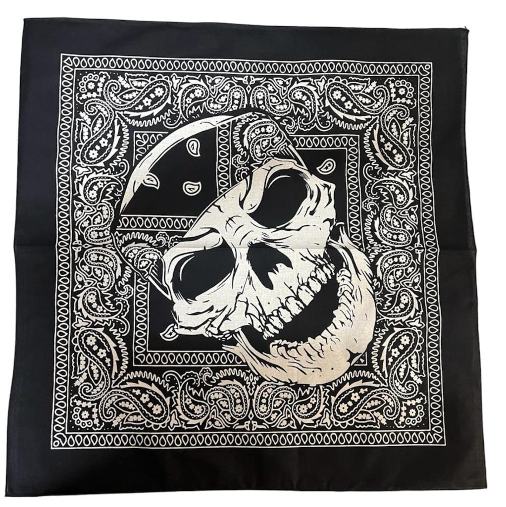 SKULL Design FLAMES BANDANA Head Wrap Neck Scarf Face Mask Halloween Biker